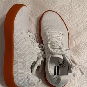 NOBULL White Knit Sneakers with Orange Soles